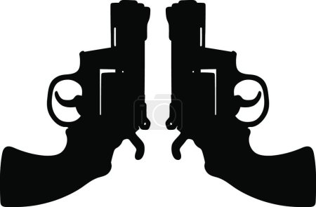 Illustration for Two short revolvers, vector illustration simple design - Royalty Free Image