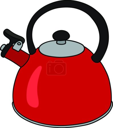 Illustration for Red metal kettle, vector illustration simple design - Royalty Free Image