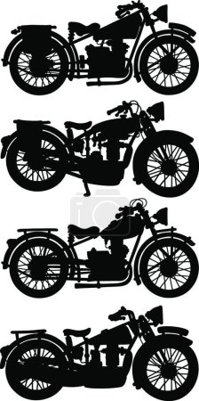 Ilustración de Cuatro motocicletas vintage, ilustración vectorial - Imagen libre de derechos