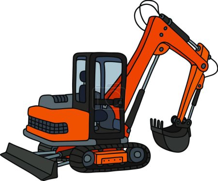 Illustration for Orange small excavator, vector illustration - Royalty Free Image