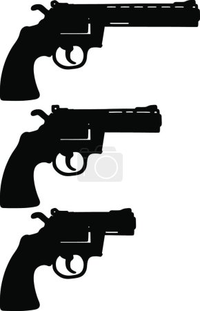 Téléchargez les illustrations : Trois revolvers noirs, illustration vectorielle - en licence libre de droit