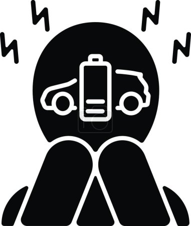 Téléchargez les illustrations : Range anxiety black glyph icon - en licence libre de droit