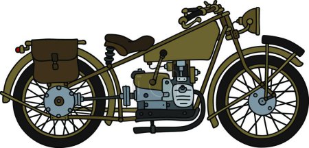 Téléchargez les illustrations : Vintage moto militaire, illustration vectorielle - en licence libre de droit