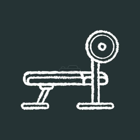 Téléchargez les illustrations : "Weight bench chalk white icon on black background" - en licence libre de droit