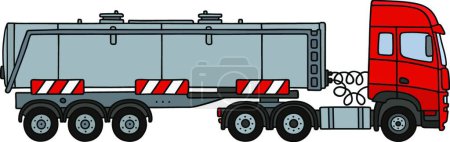 Illustration for Red towing truck with a tank semitrailer - Royalty Free Image