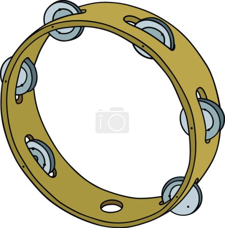 Illustration for Classic wooden tambourine, vector illustration - Royalty Free Image
