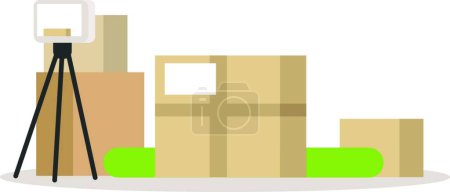 Illustration for "Spotlight with boxes semi flat RGB color vector illustration" - Royalty Free Image