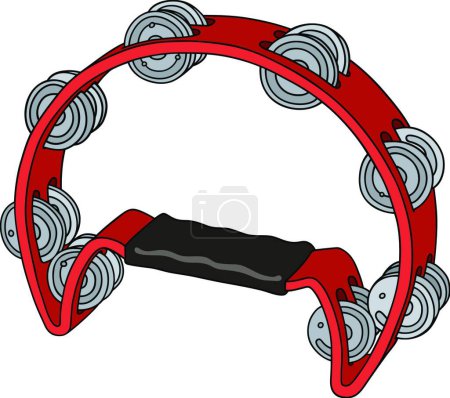 Illustration for Classic red tambourine, vector illustration - Royalty Free Image
