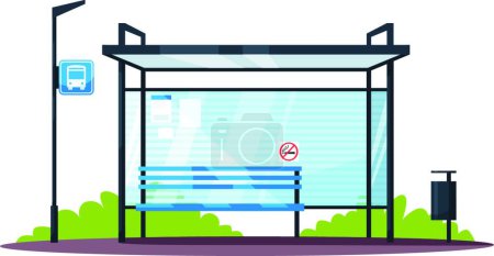 Illustration for "Empty bus stop semi flat RGB color vector illustration" - Royalty Free Image
