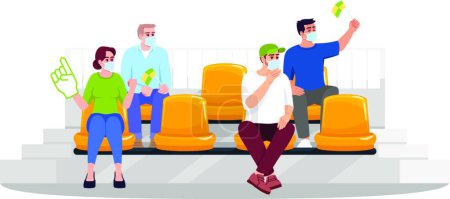 Illustration for "Football fans on seats semi flat RGB color vector illustration" - Royalty Free Image