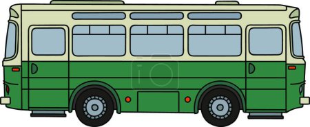 Téléchargez les illustrations : Vieux bus vert, illustration vectorielle - en licence libre de droit
