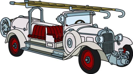 Téléchargez les illustrations : Camion de pompiers vintage, illustration vectorielle - en licence libre de droit
