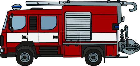 Ilustración de Camión de bomberos rojo, ilustración vectorial - Imagen libre de derechos