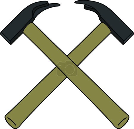 Téléchargez les illustrations : Deux charpentiers marteaux, illustration vectorielle - en licence libre de droit