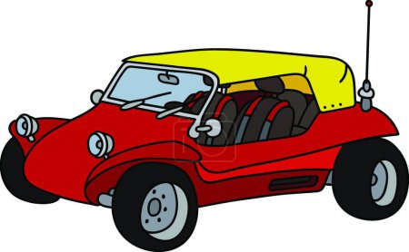 Téléchargez les illustrations : Drôle de buggy dune rouge - en licence libre de droit