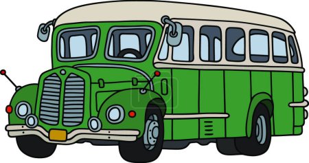 Ilustración de Autobús verde vintage, ilustración vectorial - Imagen libre de derechos