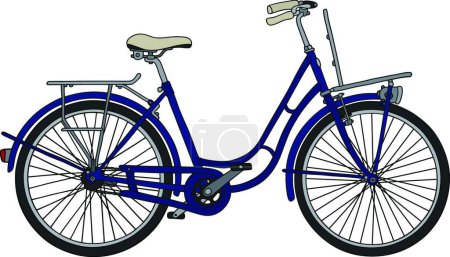 Téléchargez les illustrations : Vélo bleu classique, illustration vectorielle - en licence libre de droit