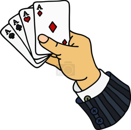 Illustration for Four aces in hand - Royalty Free Image