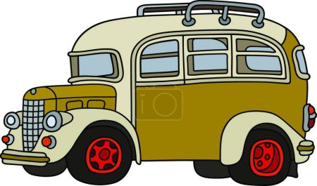 Ilustración de Autobús amarillo vintage, ilustración vectorial - Imagen libre de derechos
