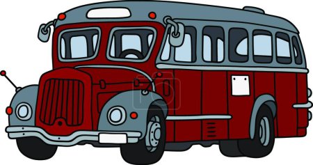 Téléchargez les illustrations : Vieux bus rouge, illustration vectorielle - en licence libre de droit