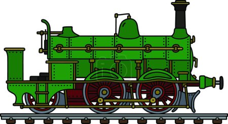 Téléchargez les illustrations : Locomotive à vapeur verte vintage - en licence libre de droit
