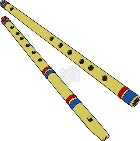 Illustration for Two bamboo flutes, vector illustration - Royalty Free Image