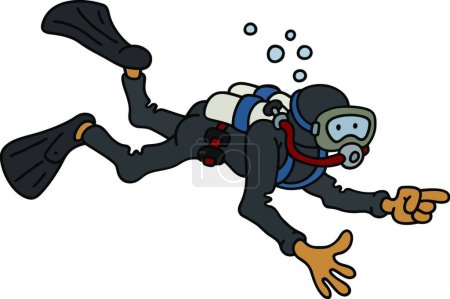Illustration for Diver in a  black neoprene - Royalty Free Image