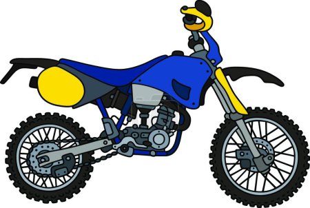 Téléchargez les illustrations : Moto de course bleue, illustration vectorielle - en licence libre de droit