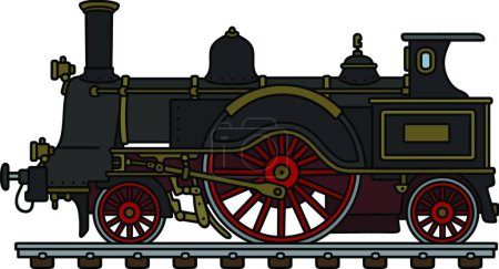 Téléchargez les illustrations : Locomotive vapeur noire vintage - en licence libre de droit