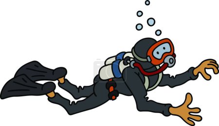 Illustration for Diver in a black neoprene - Royalty Free Image