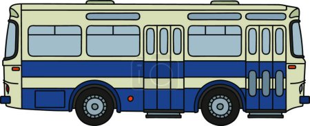 Ilustración de Viejo autobús azul, ilustración vectorial - Imagen libre de derechos