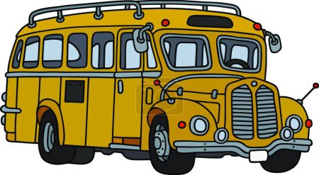 Ilustración de Autobús amarillo clásico, ilustración vectorial - Imagen libre de derechos