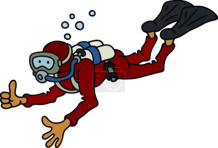 Téléchargez les illustrations : "Diver in a red neoprene" - en licence libre de droit
