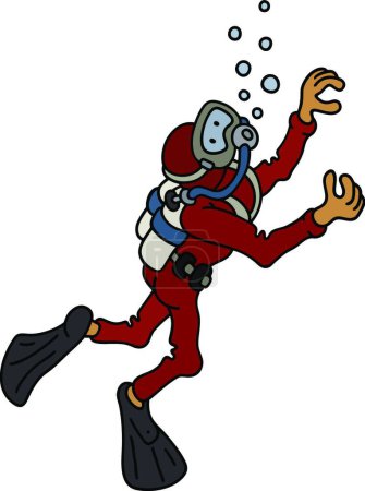Illustration for "Diver in a red neoprene" - Royalty Free Image