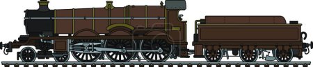 Téléchargez les illustrations : "Locomotive vapeur marron vintage
" - en licence libre de droit