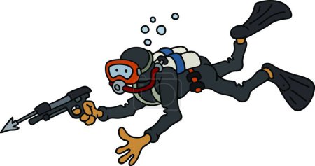 Illustration for "funny diver with a harpoon" - Royalty Free Image