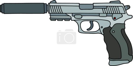 Illustration for Handgun with a silencer design - Royalty Free Image