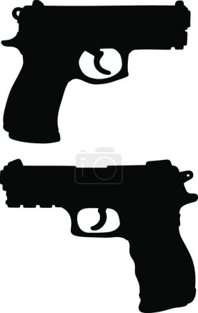 Téléchargez les illustrations : "Black silhouettes of handguns" - en licence libre de droit