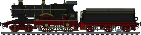 Téléchargez les illustrations : "Locomotive vapeur noire vintage
" - en licence libre de droit