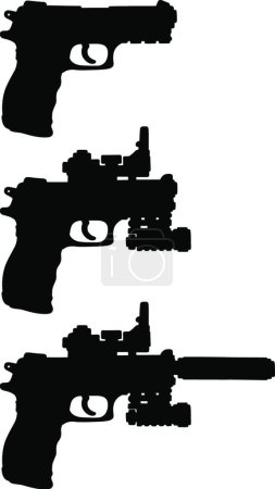 Illustration for "Black silhouettes of handguns" - Royalty Free Image