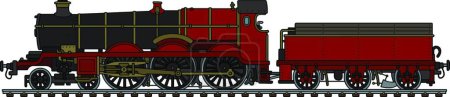 Illustration for "Vintage red steam locomotive" - Royalty Free Image