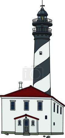 Illustration for Classic stone lighthouse, vector illustration simple design - Royalty Free Image