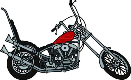 Ilustración de Chopper rojo clásico, ilustración vectorial diseño simple - Imagen libre de derechos