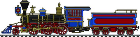Illustration for Vintage american steam locomotive - Royalty Free Image