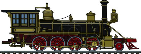 Téléchargez les illustrations : Locomotive vapeur américaine vintage - en licence libre de droit