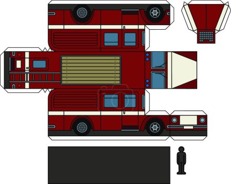 Téléchargez les illustrations : "Modèle en papier d'un vieux camion de pompiers
" - en licence libre de droit