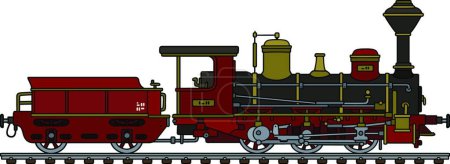 Illustration for Vintage red steam locomotive - Royalty Free Image