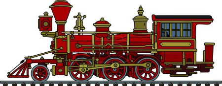 Ilustración de Vintage locomotora de vapor rojo americano - Imagen libre de derechos