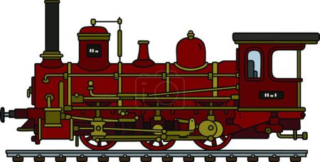 Téléchargez les illustrations : Locomotive vapeur rouge vintage - en licence libre de droit