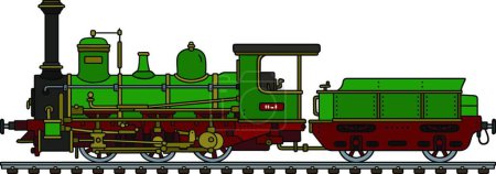 Illustration for Vintage steam locomotive, vector illustration simple design - Royalty Free Image